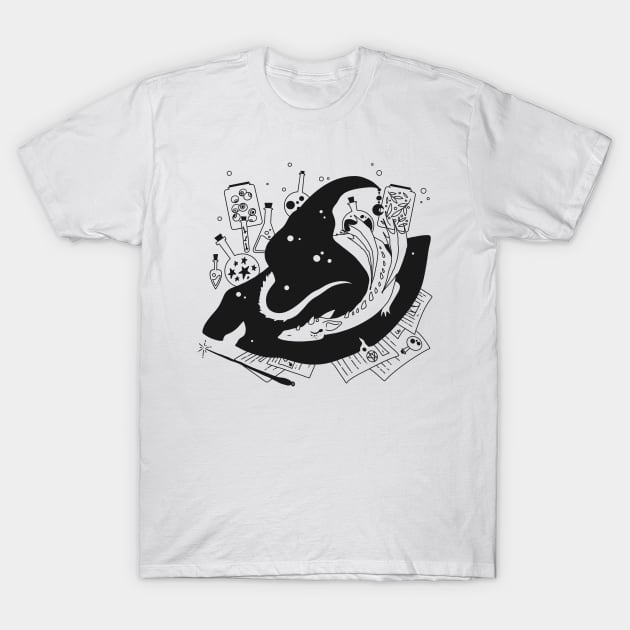 Dragon on a witch's hat T-Shirt by Phantom Donut